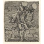 Albrecht Altdorfer | Herkules trägt die Säulen | Kupferstich | 1. Hälfte 16. Jhd.