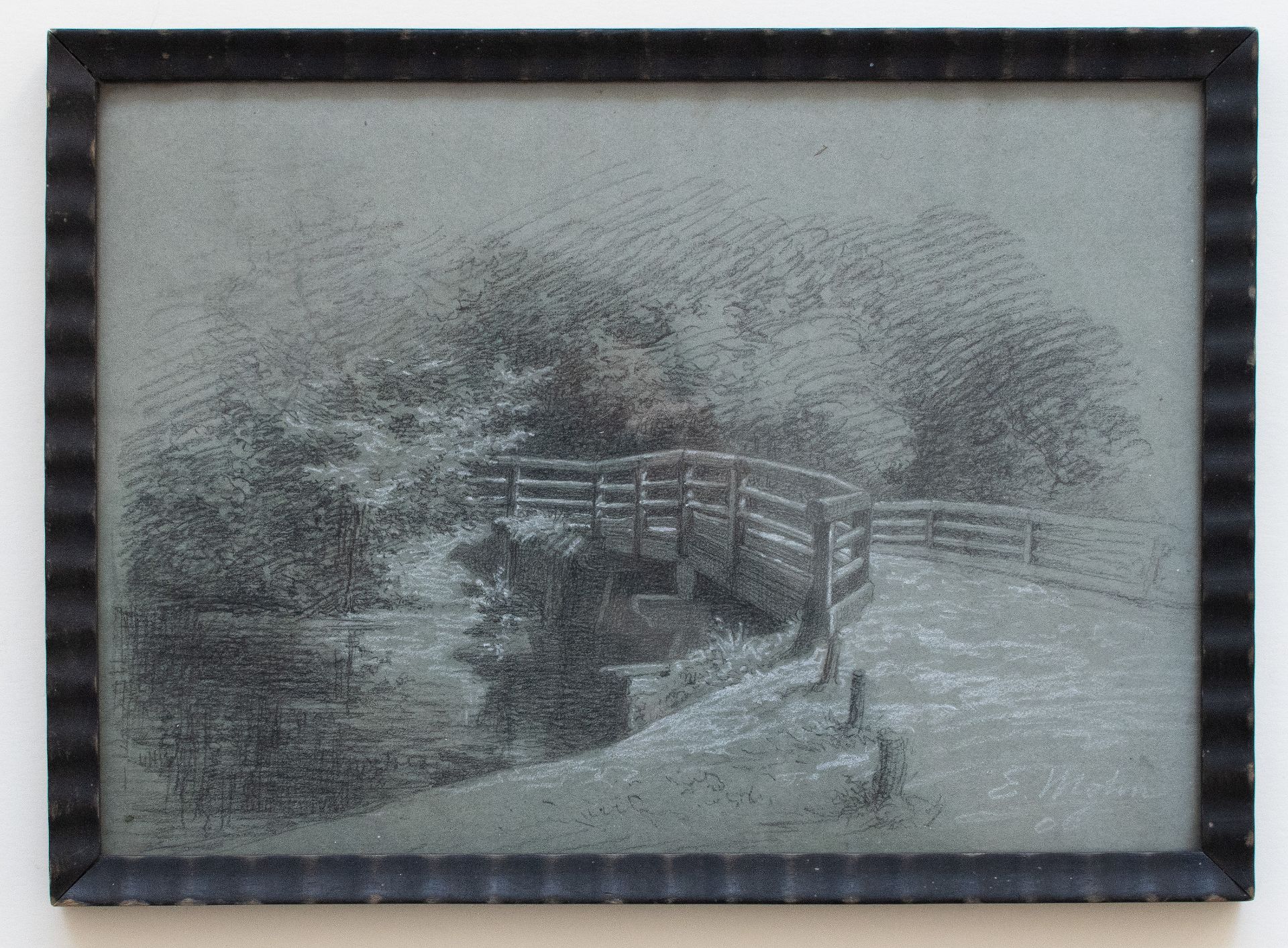 Ernst Fürchtegott Mohn | Kleine Brücke | Kohlestift und Pastell | 1906 - Bild 3 aus 4