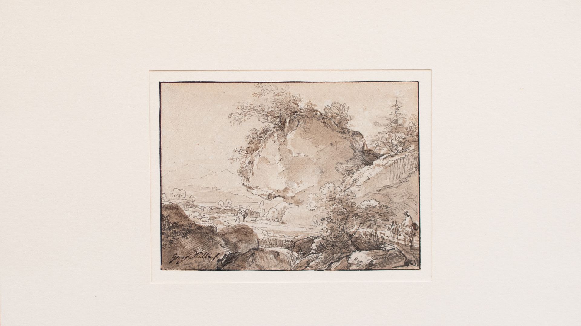Johann Georg von Dillis | Weg im Gebirge | Tusche, laviert über Bleistift | Spätes 18. Jhd. - Bild 3 aus 7