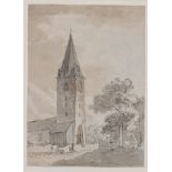 Künstler des 18. Jhd. | Kirche vor Bergen | Tusche, laviert über Bleistift | 18. Jhd.