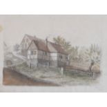 Deutscher Künstler | Dorfansicht | Aquarellierte Bleistiftzeichnung | 1897