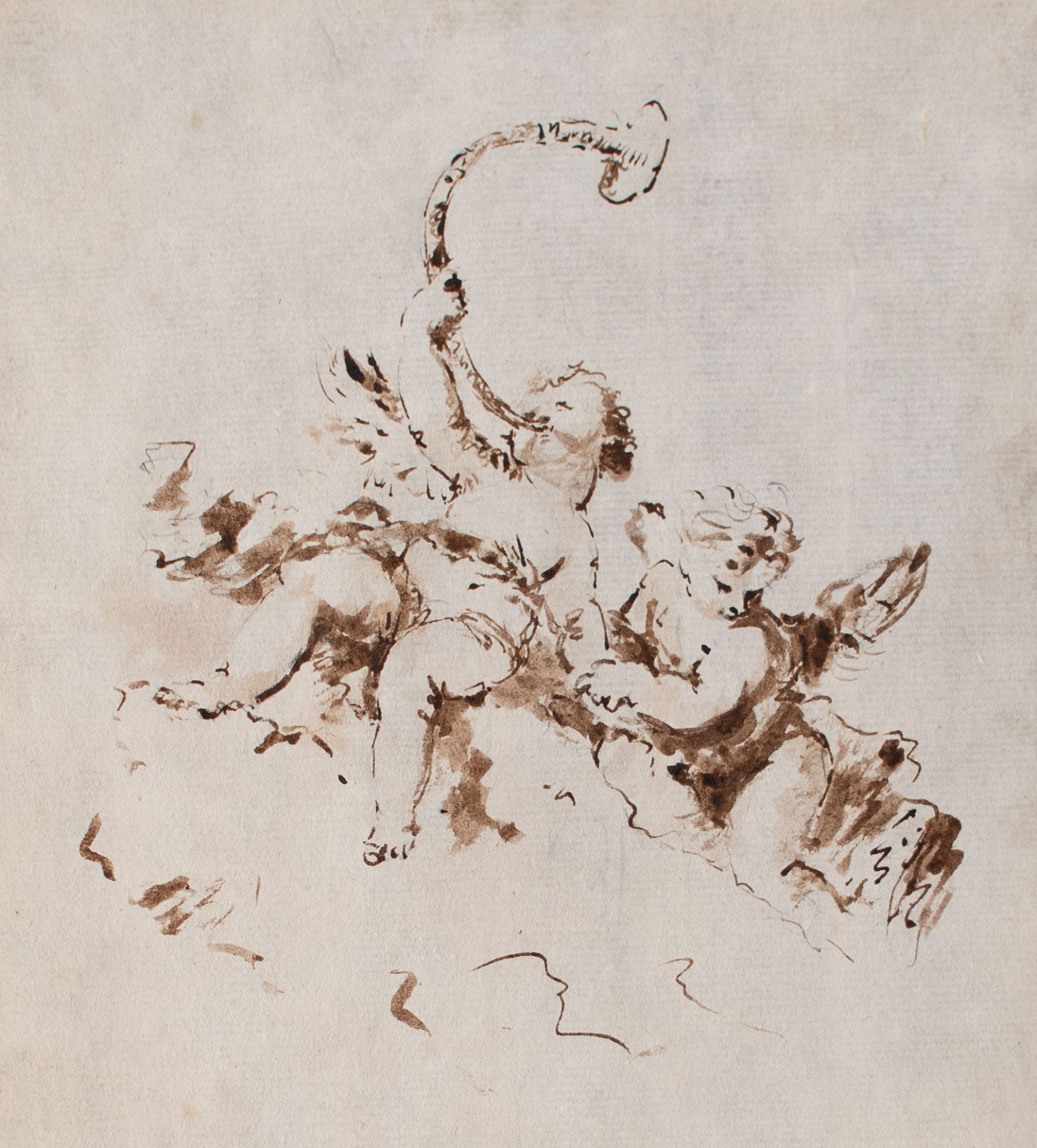 Venezianischer Künstler | Zwei Putten | Tuschfeder, laviert über Bleistift | 18. Jhd. - Bild 2 aus 4