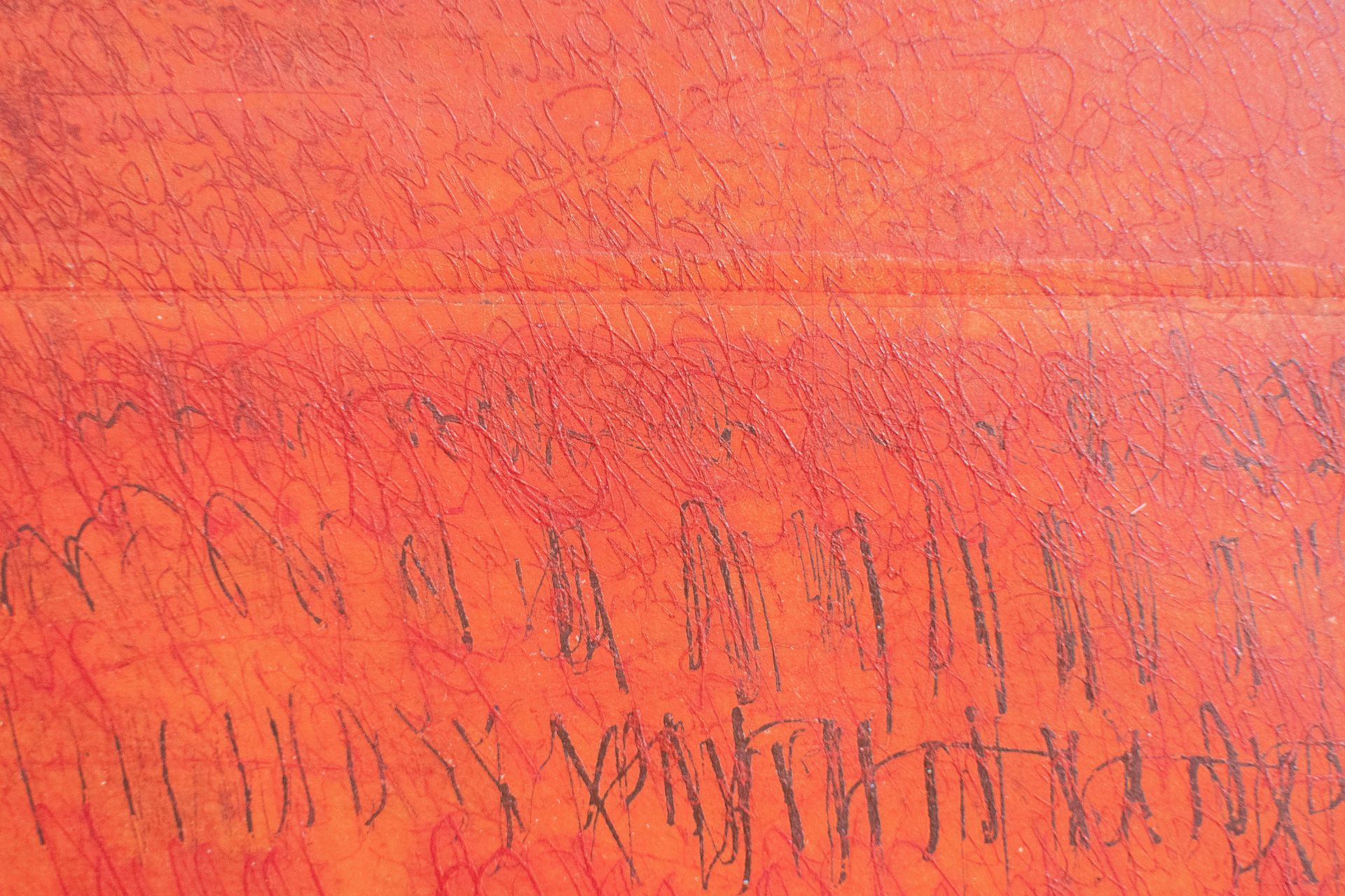 Wolfgang E. Biedermann | ohne Titel (rote Komposition) | Mischtechnik über Farbradierung | 1998/1999 - Bild 6 aus 6