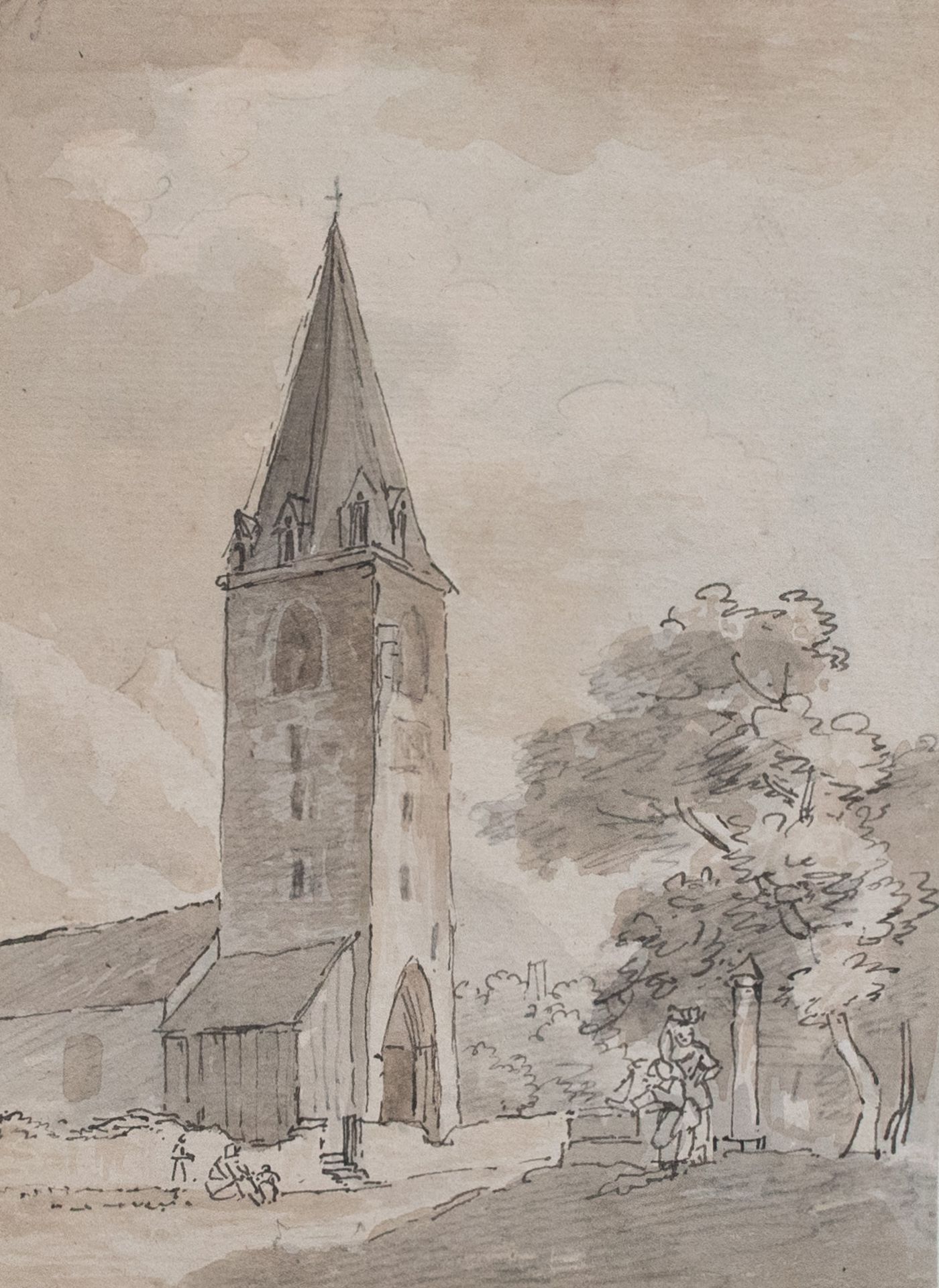 Künstler des 18. Jhd. | Kirche vor Bergen | Tusche, laviert über Bleistift | 18. Jhd. - Bild 2 aus 4