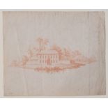 Deutscher Künstler | Gutshaus | Rötelzeichnung | 18. Jhd.