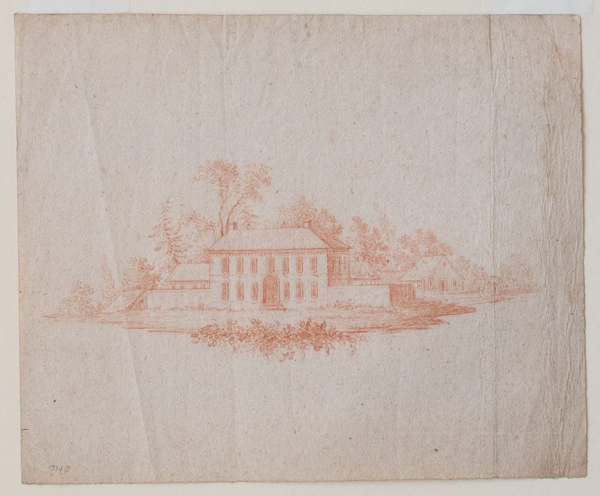 Deutscher Künstler | Gutshaus | Rötelzeichnung | 18. Jhd.