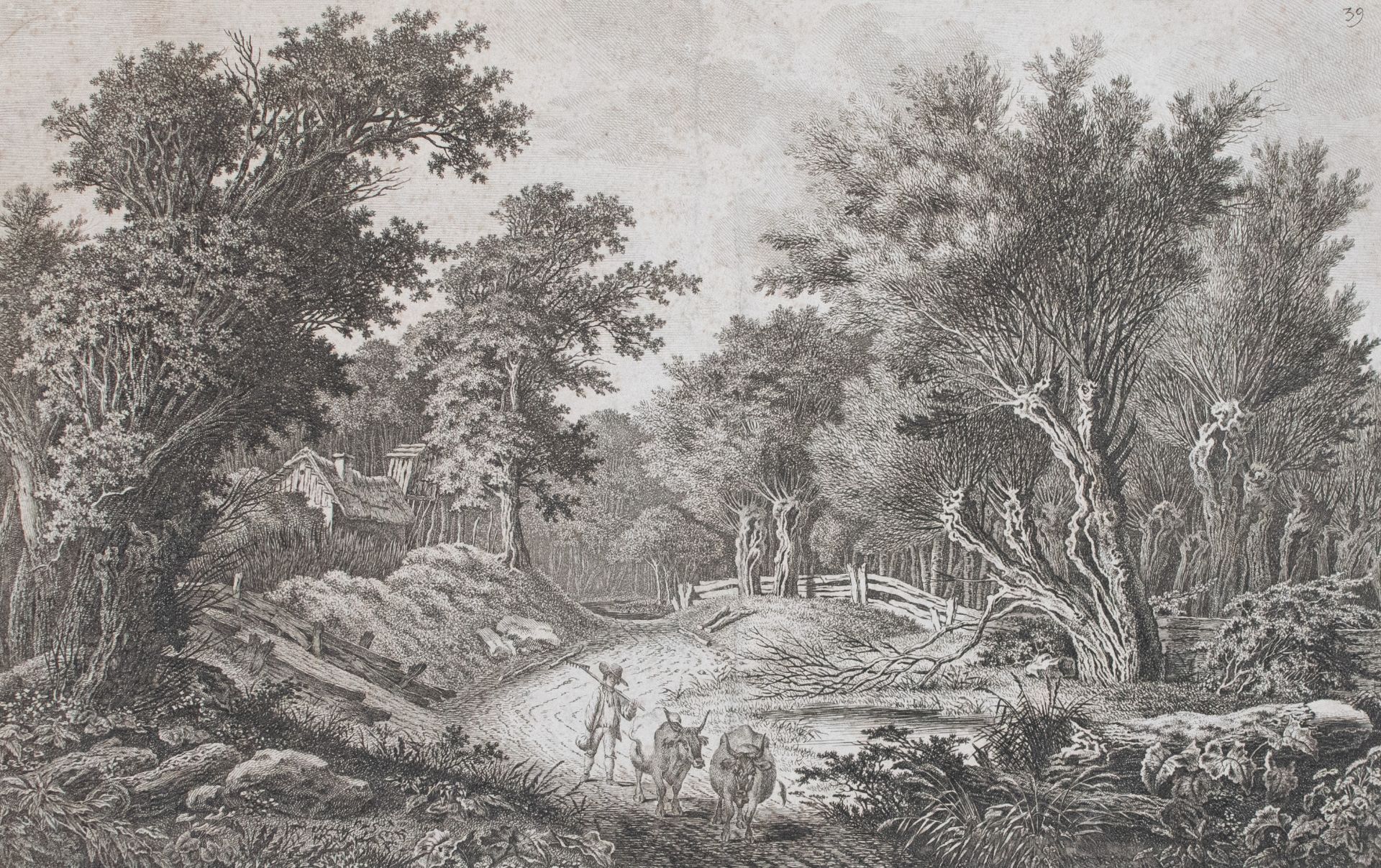 Carl Wilhelm Kolbe I | Landschaft mit Viehhirte und Hütte | Radierung | 2. Hälfte 18. Jhd. - Bild 2 aus 4