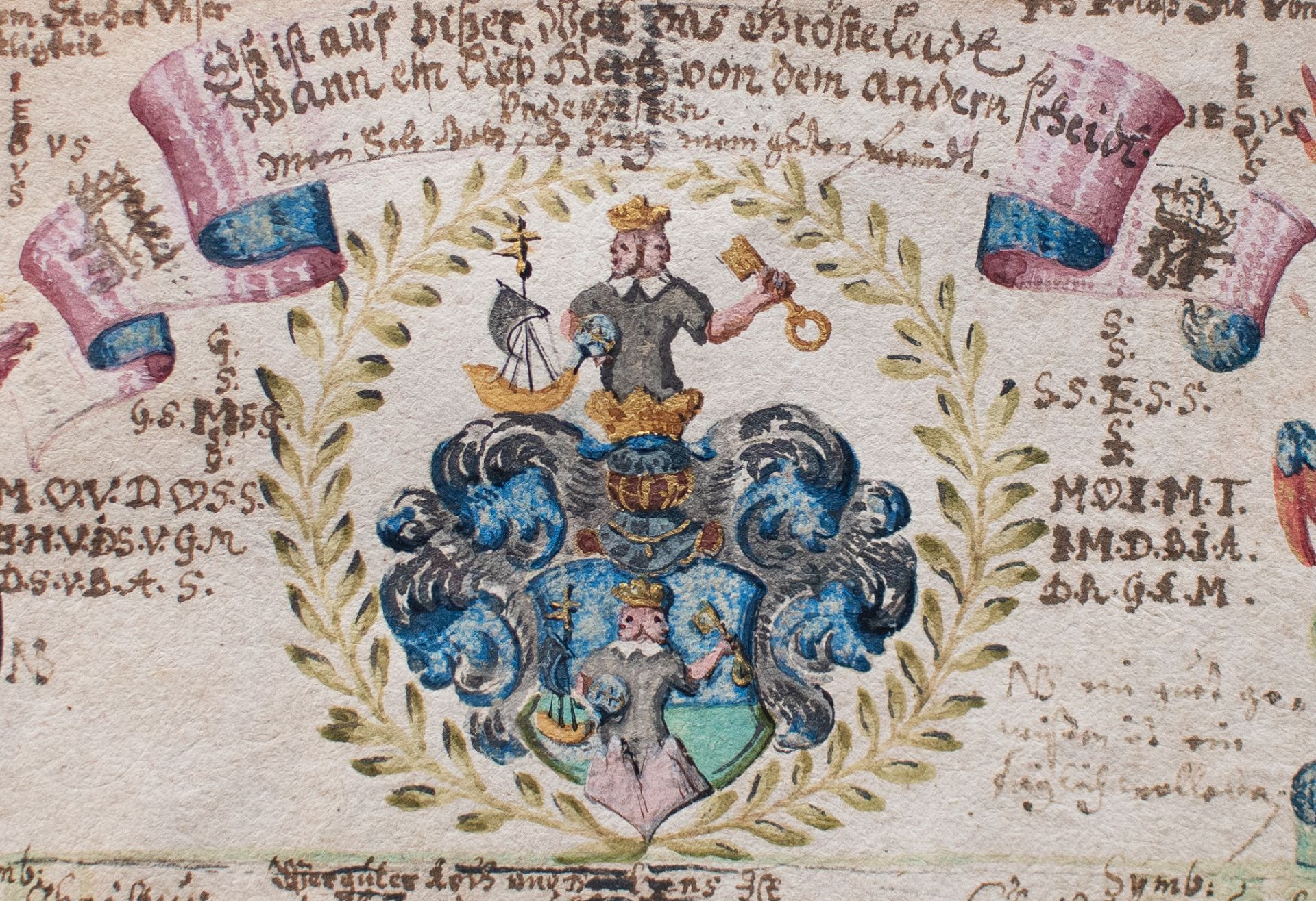 Schloss Starnberg | Barockes Stammbuchblatt | Tinte, Aquarell, Gold | 1652 - Bild 2 aus 6