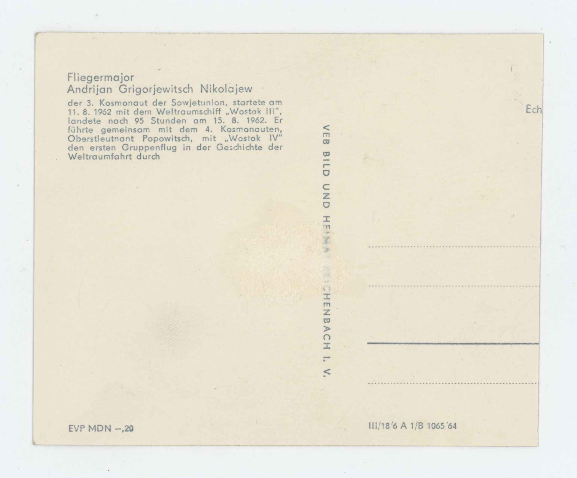 Andrijan Nikolajew | Autograph | Fotografie | 1967 - Bild 4 aus 4