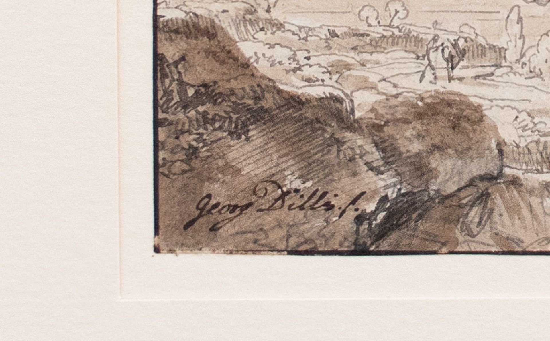 Johann Georg von Dillis | Weg im Gebirge | Tusche, laviert über Bleistift | Spätes 18. Jhd. - Bild 4 aus 7