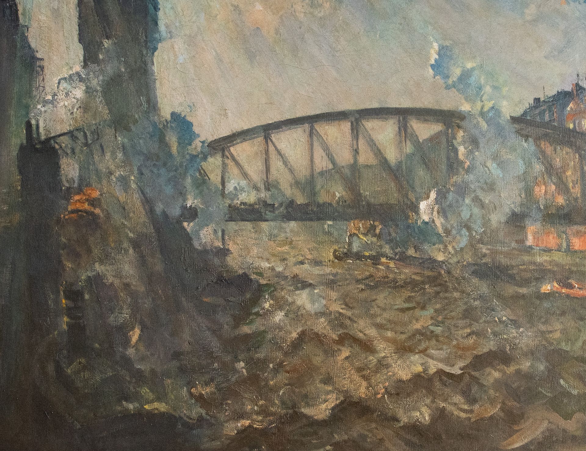 Ulrich Hübner | Freihafen Hamburg | Ölmalerei | 1914 - Bild 3 aus 4