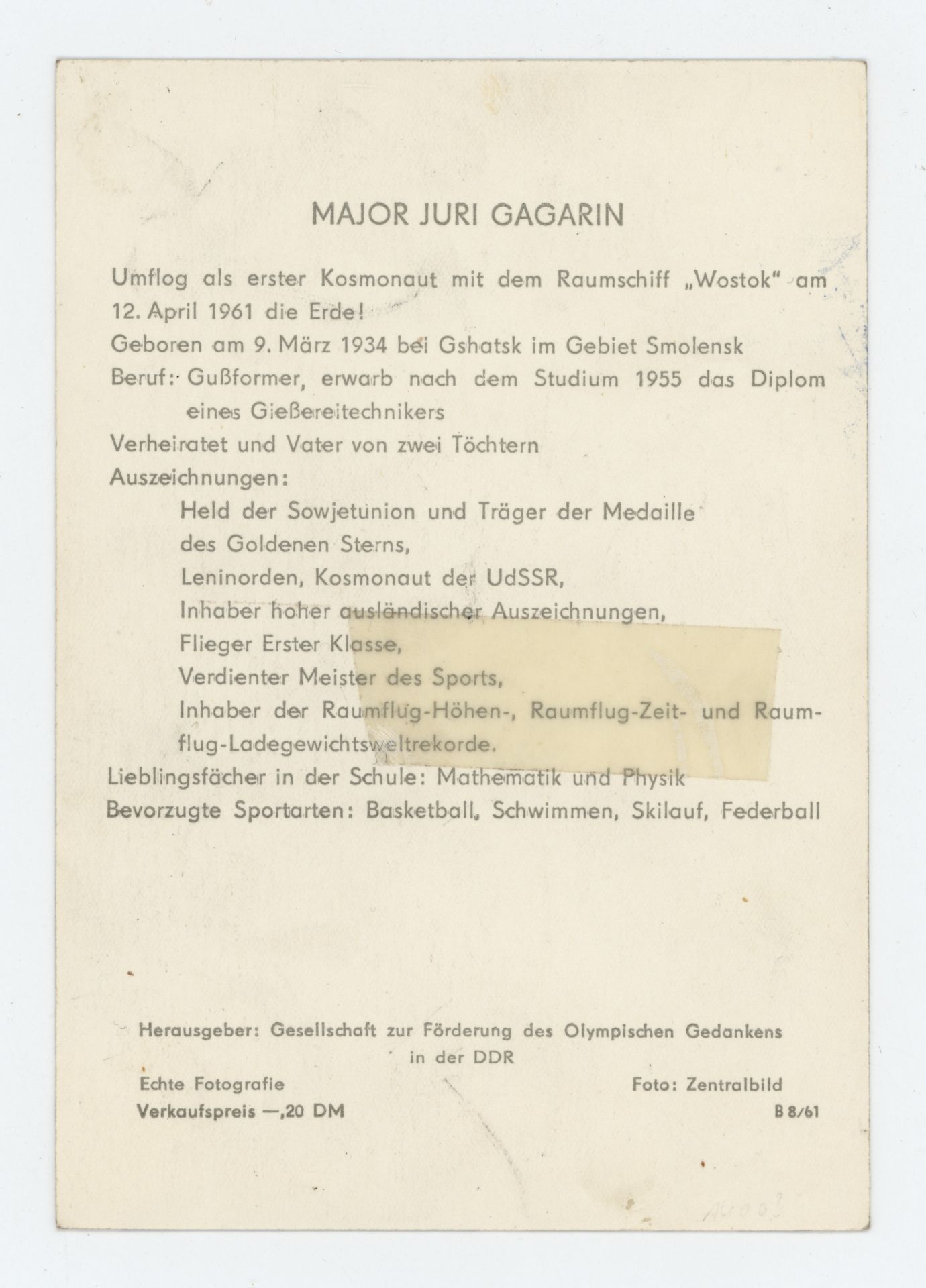 Juri Gagarin |Autogramm | Fotodruck | 1965 - Bild 4 aus 4