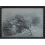 Ernst Fürchtegott Mohn | Kleine Brücke | Kohlestift und Pastell | 1906