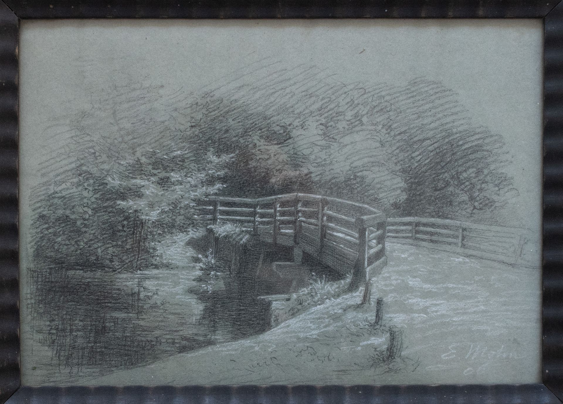 Ernst Fürchtegott Mohn | Kleine Brücke | Kohlestift und Pastell | 1906