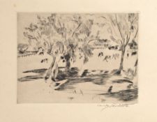 Lovis Corinth | Landschaft mit Kühen | Radierung mit Plattenton | 1917
