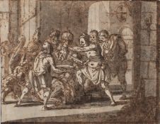 Flämischer Künstler | Enthauptung Johannes des Täufers | Braune Feder und Tusche, laviert | um 1600