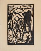 Hans Jüchser | Grabende Männer | Holzschnitt | 1935
