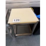 S/S TABLE WITH NYLON CUTTING BLOCK.