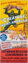 The Creature Walks Among Us, Australian Daybill, linen backed, framed and glazed, Universal, 1956.