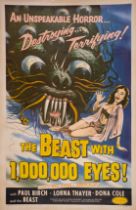 The Beast With A Million Eyes!, US 1 Sheet, linen backed, framed and glazed, American Releasing, ...