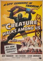 The Creature Walks Among Us, US 1 Sheet, linen backed, framed and glazed, Universal, 1956.