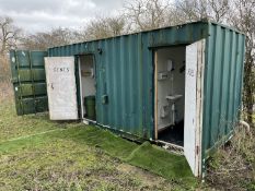 NO VAT Steel shipping container converted to toilet block, lockable, male & female toilets, with end