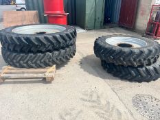 Set of 4 row crop wheels, rims & tyres, 380/85R38 & 380/90R54, 90%