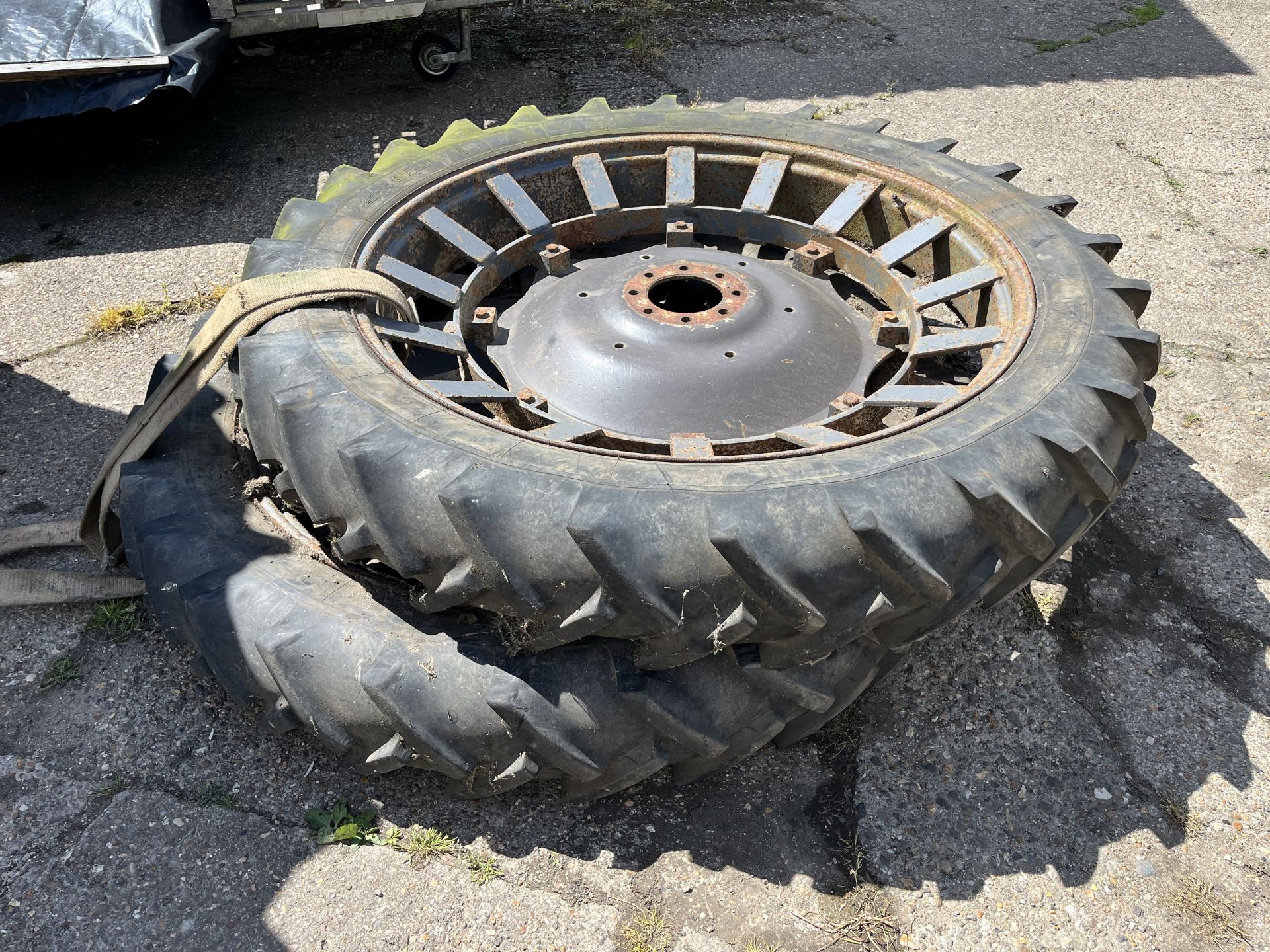 Pair of row crop wheels & tyres, 11.2-48, 8 stud - Image 2 of 3