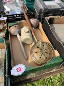 Bed pan, copper possers and jar