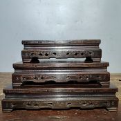 Old collection of three-piece rosewood ornament set