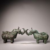 Bronze Rhinoceros-shaped Wine Cup