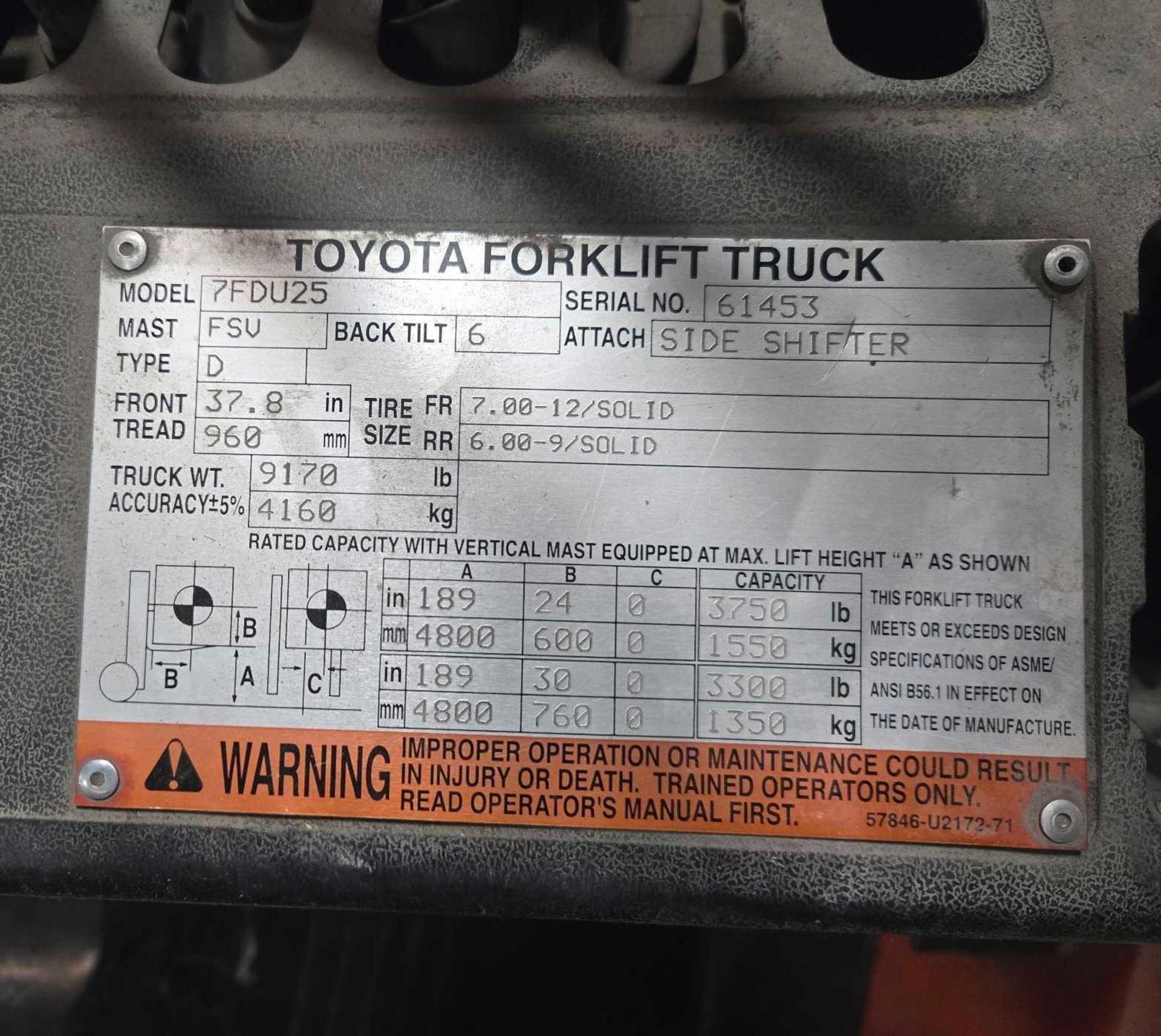 (2005) Toyota Forllift Model 7FDU25 - Image 5 of 6