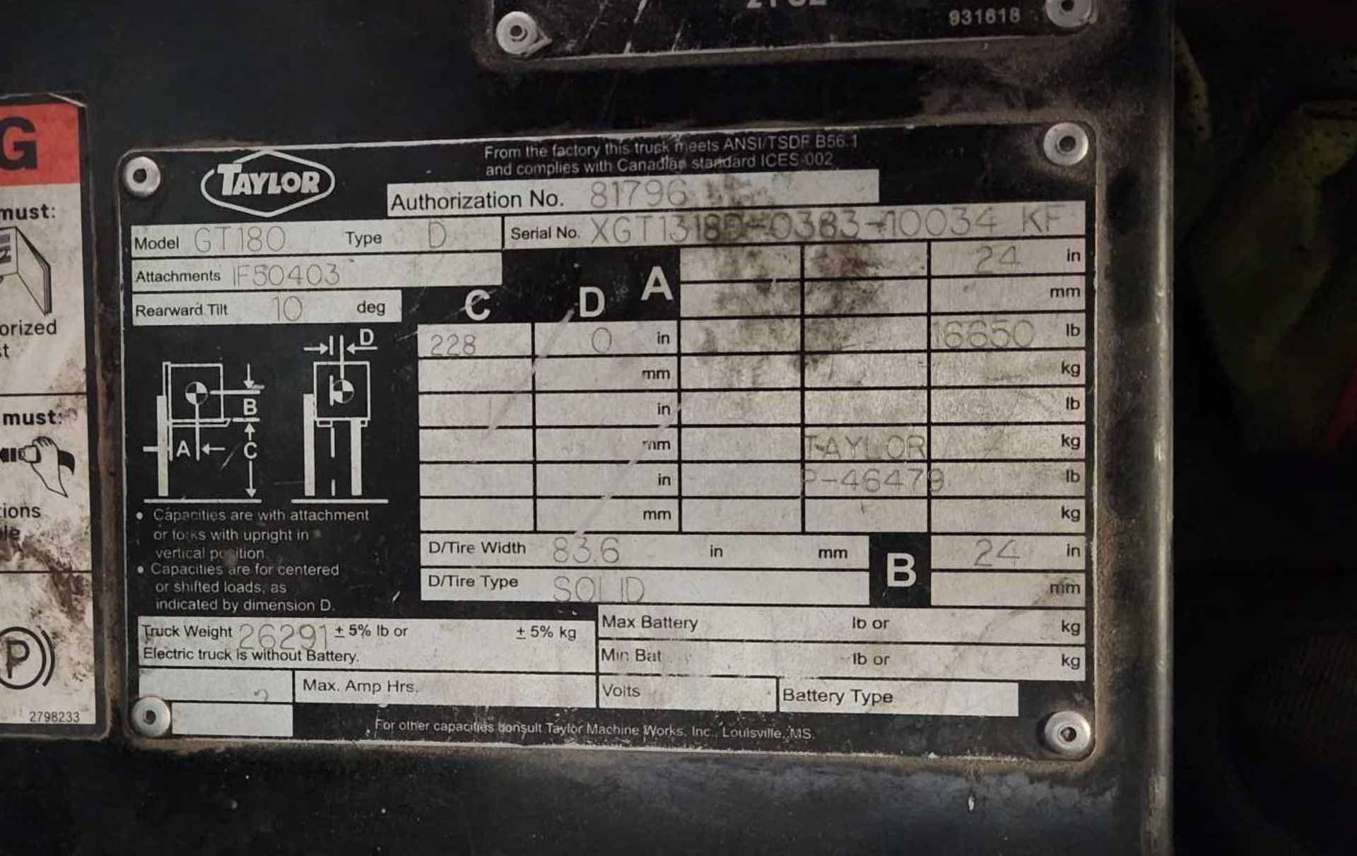 (2022) Taylor GT 180 Forklift - Image 10 of 12