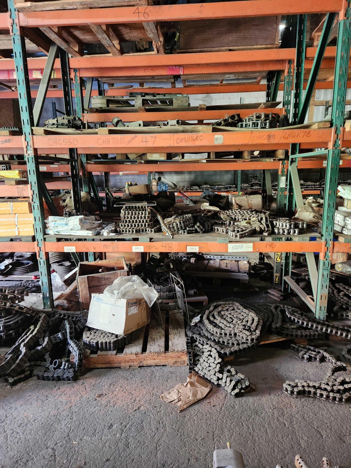 Complete Contents of Machine Parts Room w/ Racking: (32) sections 12 ...