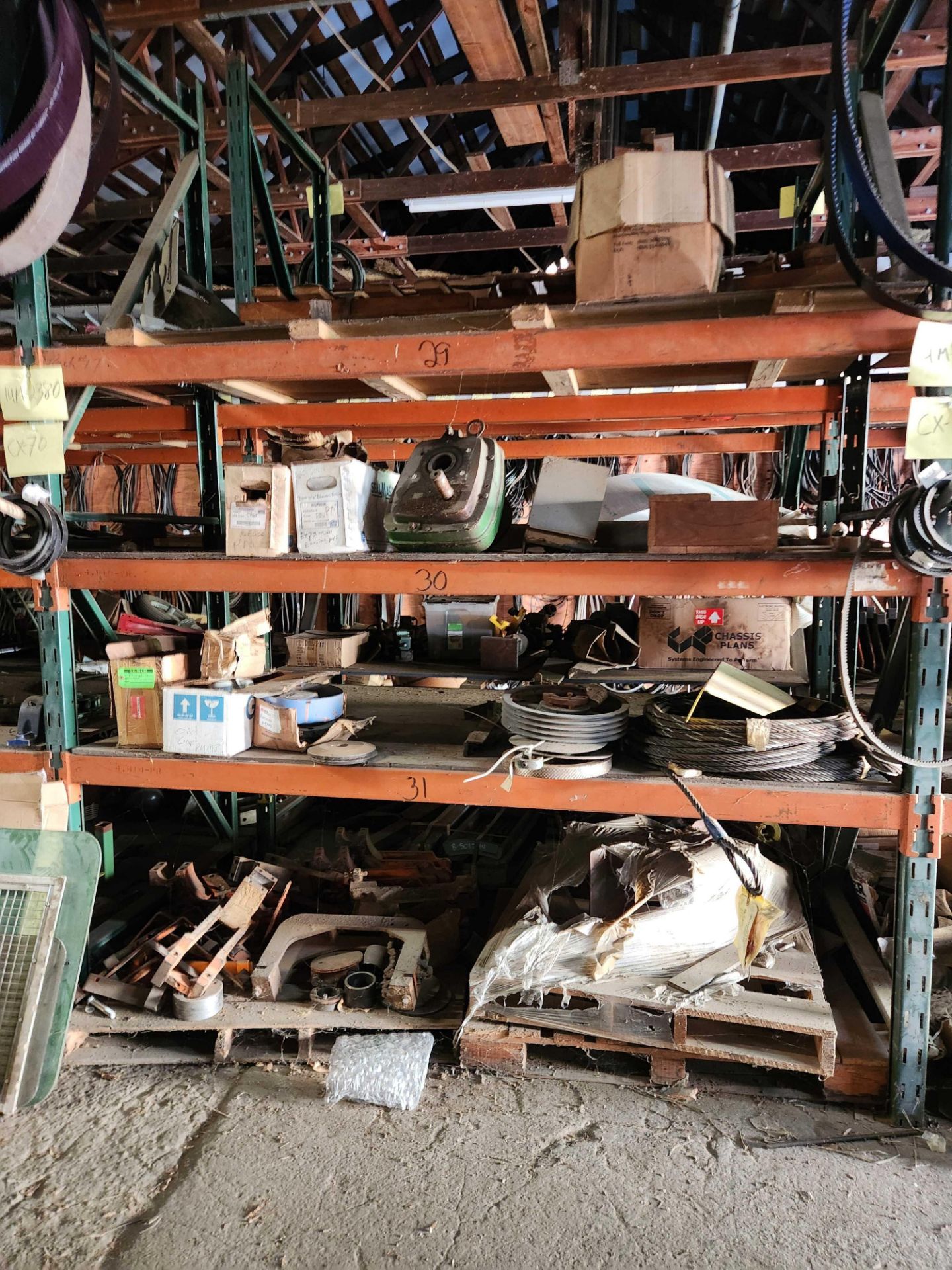 Complete Contents of Machine Parts Room w/ Racking: (32) sections 12 ...