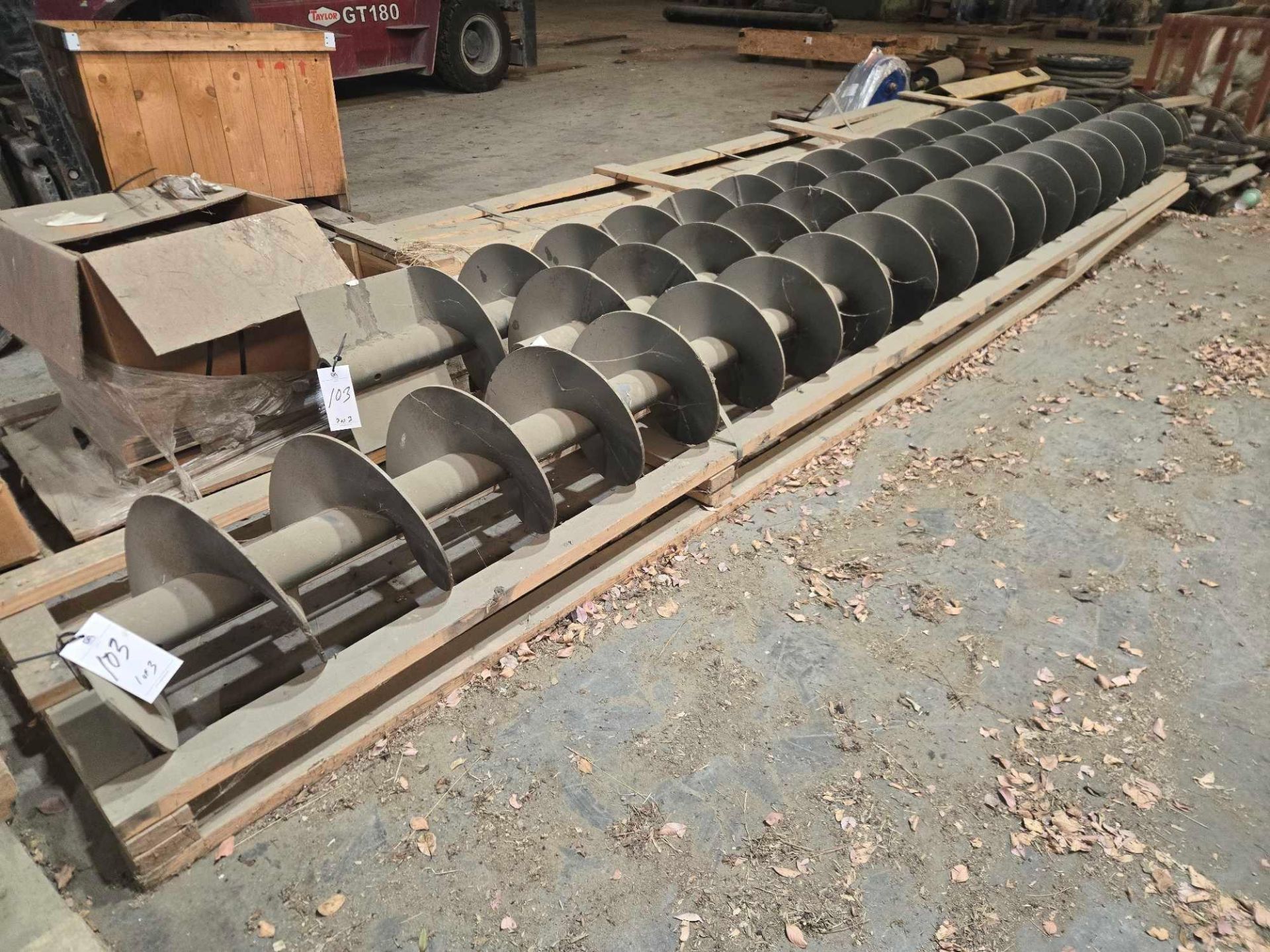(3) Auger Screws in Various Lengths as Delivered on Pallet