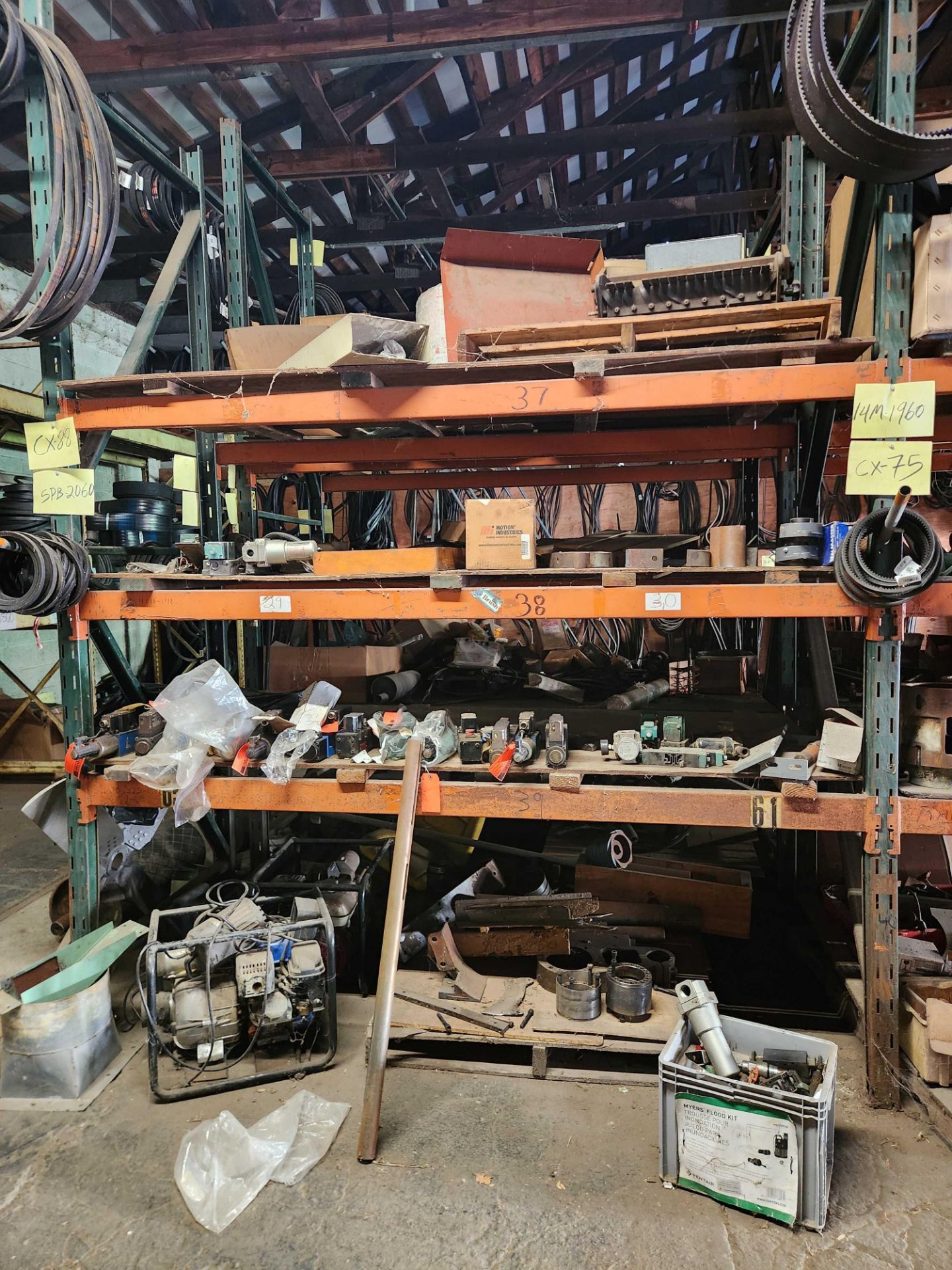 Complete Contents of Machine Parts Room w/ Racking: (32) sections 12 ...