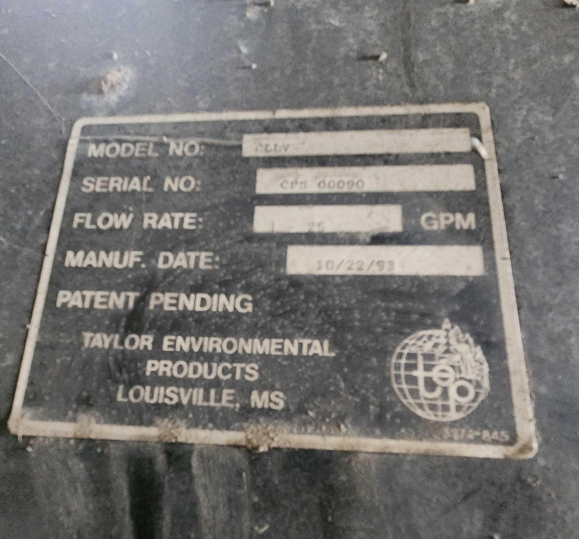 (1993) Taylor Environmental Products Low Volume Coalescent Phase Separator - Image 5 of 7
