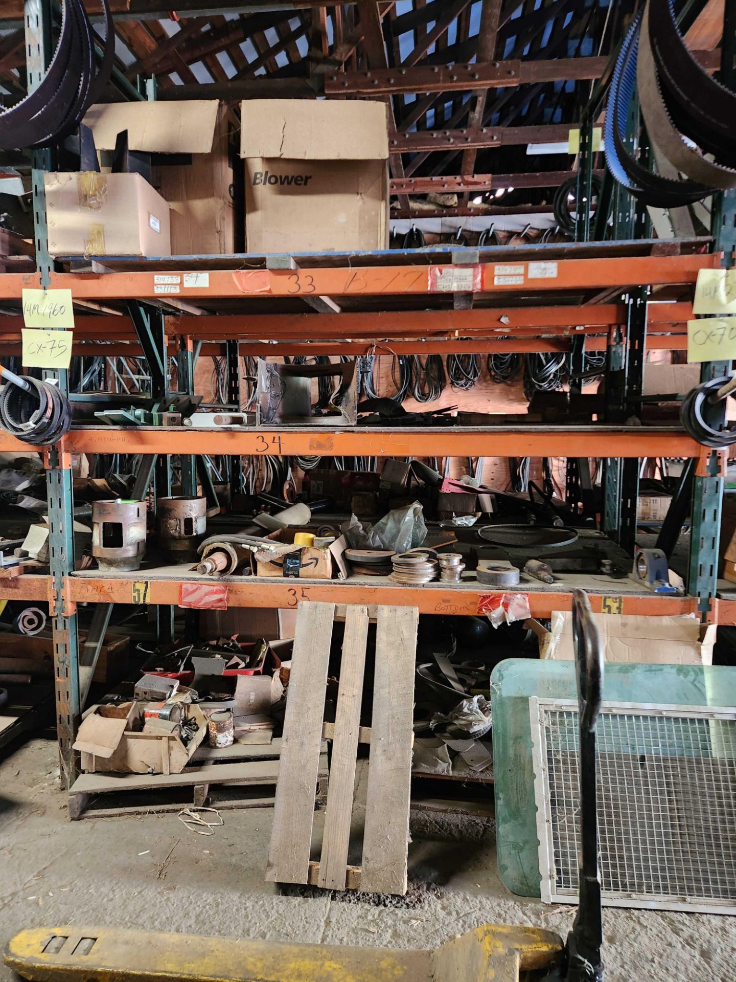 Complete Contents of Machine Parts Room w/ Racking: (32) sections 12 ...