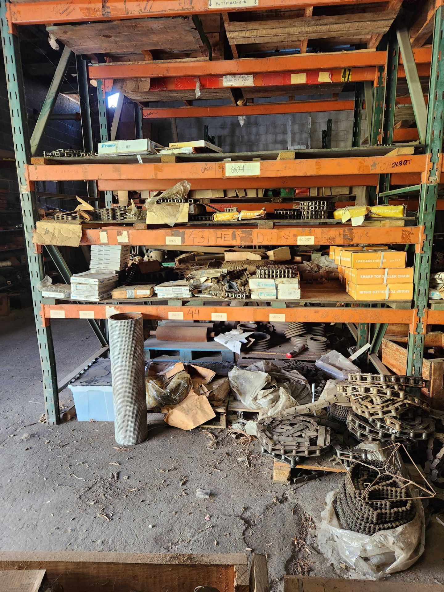 Complete Contents of Machine Parts Room w/ Racking: (32) sections 12 ...