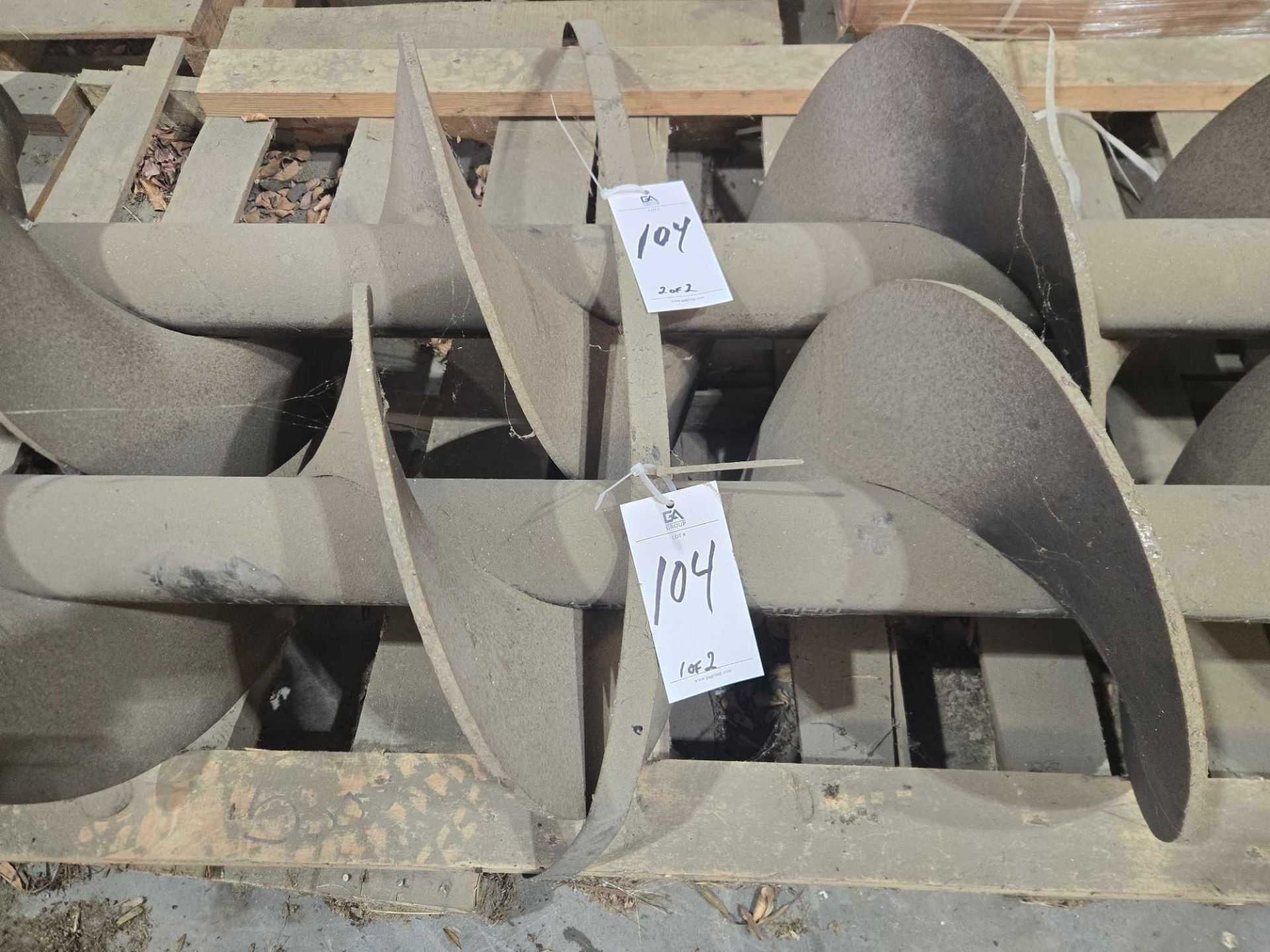 (2) 8 Foot Auger Screws as Delivered on Pallet - Image 2 of 3