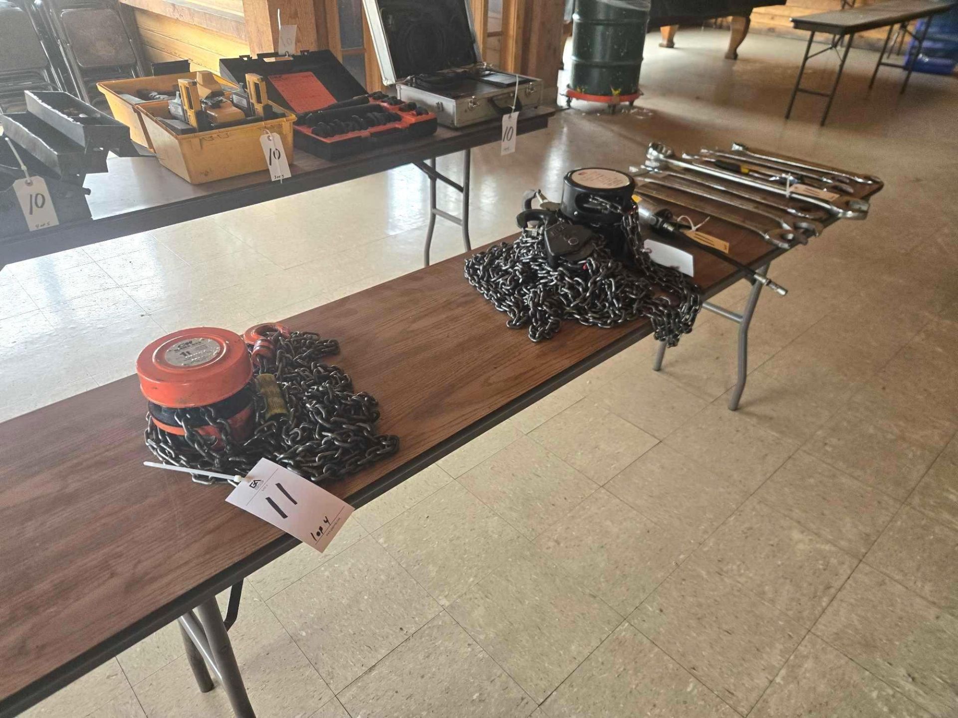 (2) Hand Chain Hoists, Grease Gun, Wrenches