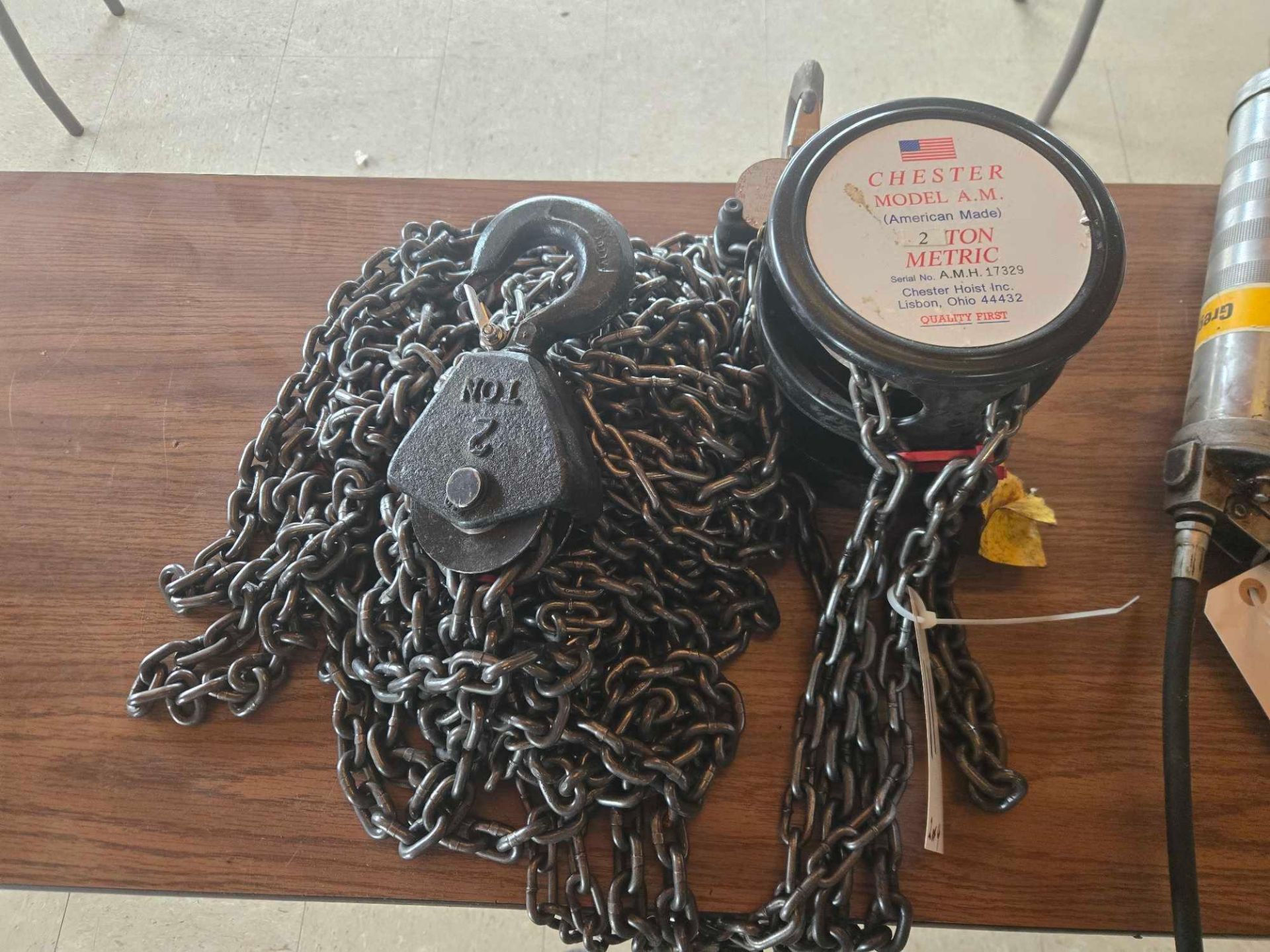 (2) Hand Chain Hoists, Grease Gun, Wrenches - Image 5 of 7