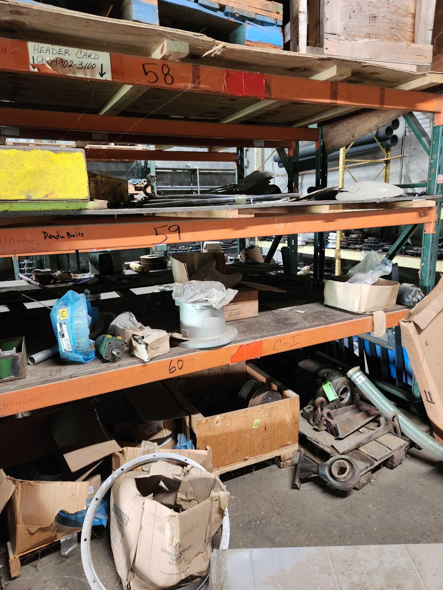 Complete Contents of Machine Parts Room w/ Racking: (32) sections 12 ...