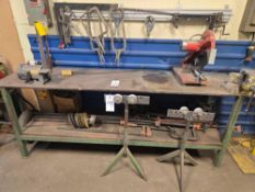 Steel Work Table w/ Belt Sander, Vice Chop Saw and More