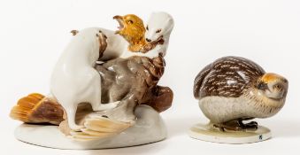 WIESEL MIT VOGEL UND REBHUHN