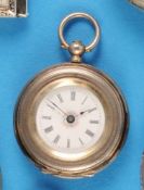 Damen-Silbertaschenuhr mit Zylinderwerk und Schlüsselaufzug