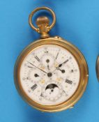 Vergoldete Taschenuhr mit Mondphasen-Kalender