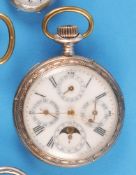 Silbertaschenuhr mit Mondphasen-Kalender