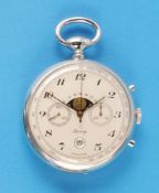 Berney Taschenuhr mit Mondphase, Datum und Chronograph